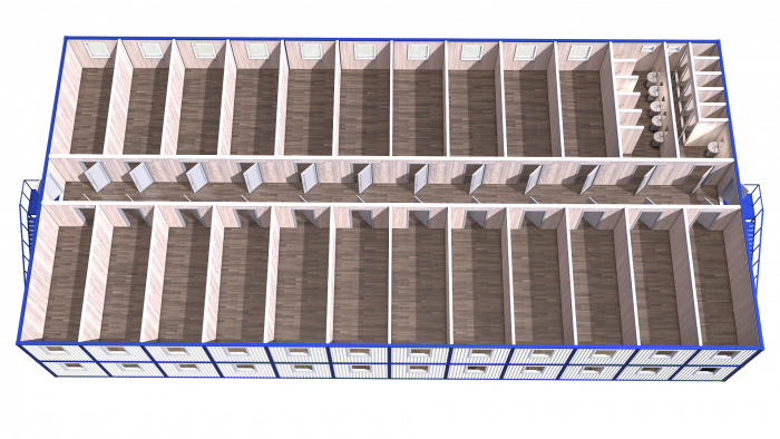 Модульное здание общежитие на 88 человек в 2 этажа Модель: РС-М07