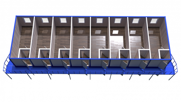 Модульное здание для проживания сотрудников с тамбуром в 2 этажа Модель: РС-М05