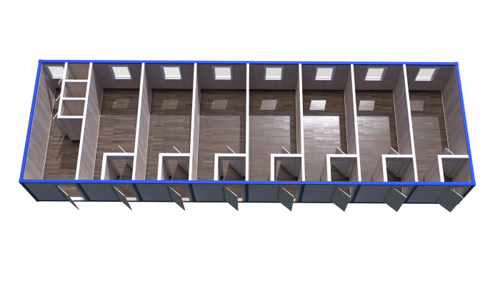 Модульное здание для проживания сотрудников с тамбуром в 2 этажа Модель: РС-М05