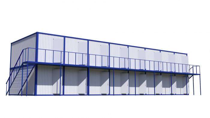 Модульное здание для проживания сотрудников с тамбуром в 2 этажа Модель: РС-М05