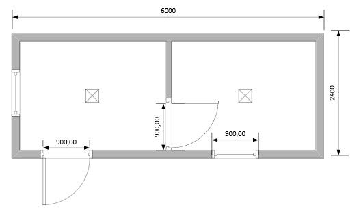 Блок-Контейнер с перегородкой и двумя окнами модель: РС-Б05