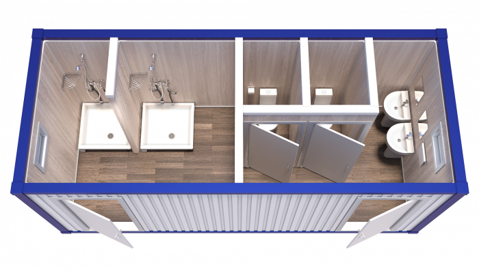 Блок-Контейнер сантехнический с двумя душевыми и двумя туалетами модель: РС-С05